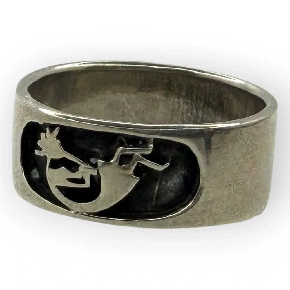 Vintage Kokopelli Band Ring Sterling Silver Size 10 Southwestern Motif